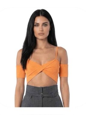 Edikted XS orange knit crop top